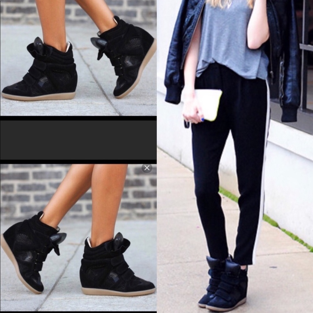 Used Steve Madden Hilight Wedge Sneaker Blk Suede